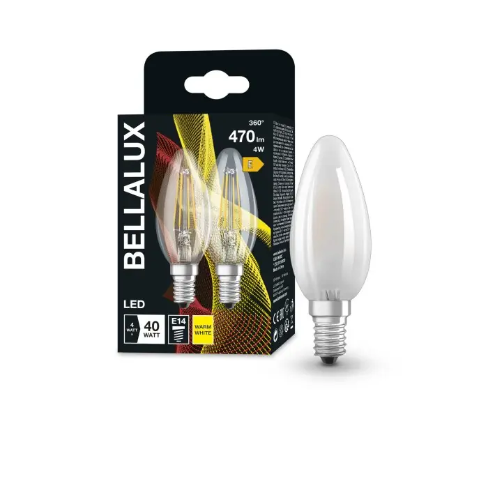 BELLALUX® Juego de 2 LED E14 de 4 watt 2700 Kelvin 470 Lumen A Buen Precio
