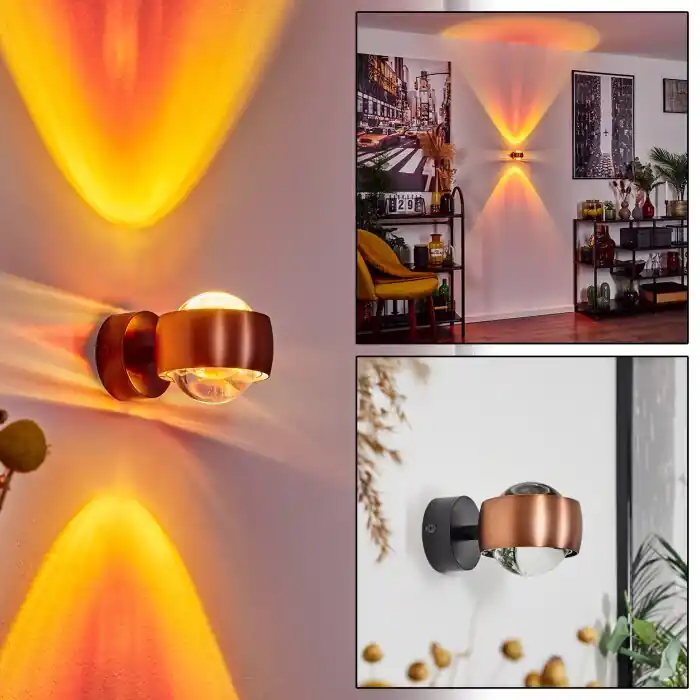 Favorito De Clientes Sapri Aplique Cobre, Negro, 1 luz