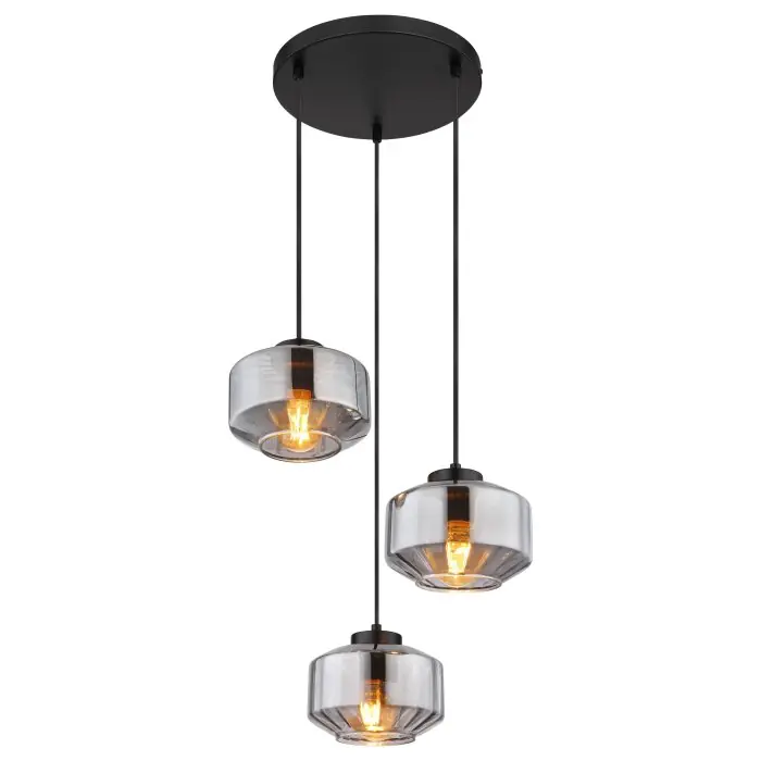 A Buen Precio Globo CHRISTIANA Lámpara Colgante Negro, 3 luces