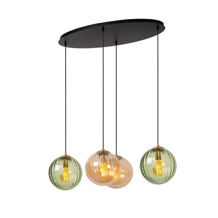 A Buen Precio Lucide MONSARAZ Lámpara Colgante Negro, 4 luces
