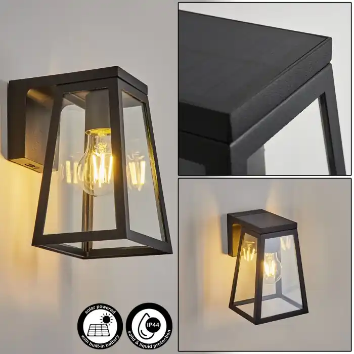 Entrega Rápida Juanico Lámpara solare LED Negro, 1 luz