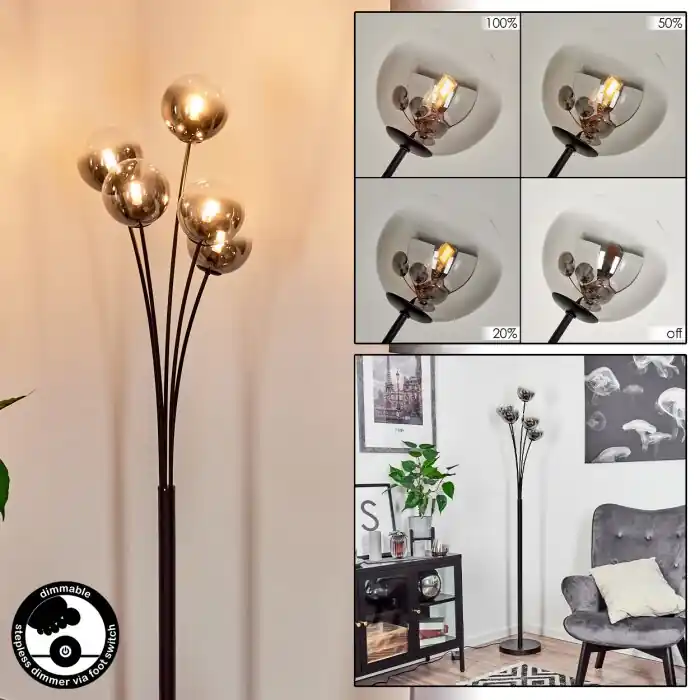 Oferta Bernado Lámpara de Pie Negro, 5 luces