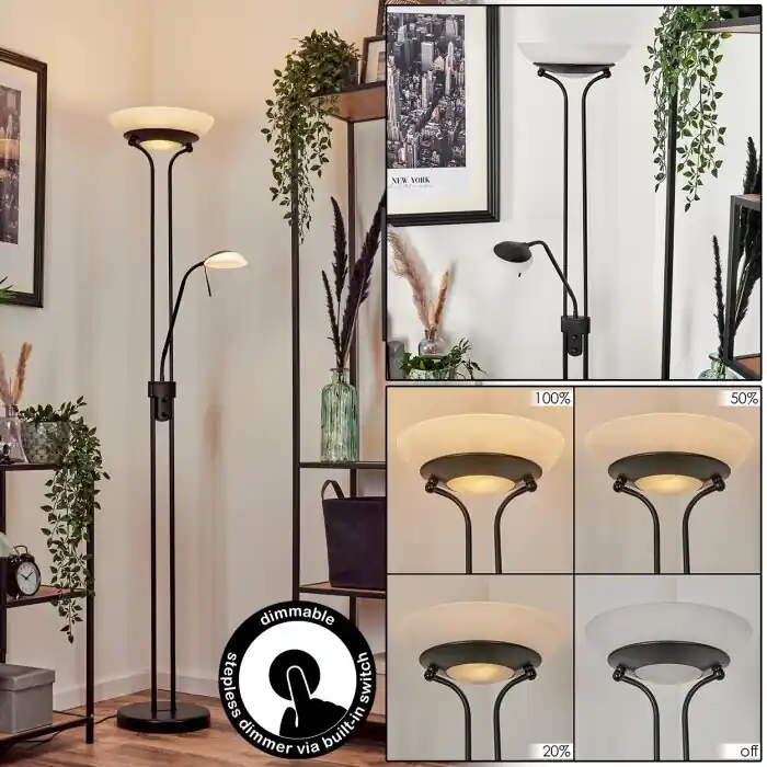 Popular Biot Lámpara de Pie LED Negro, 2 luces