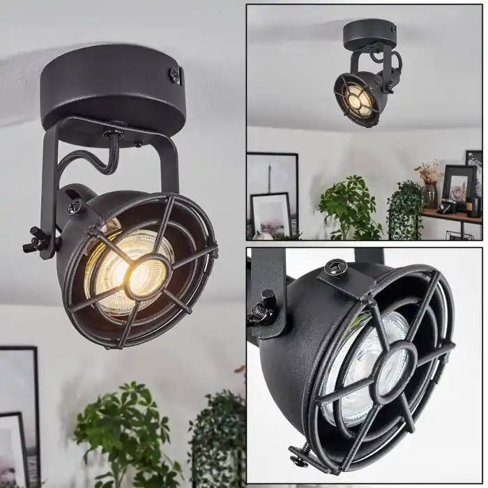 Jonsered Lámpara de Techo LED Negro, 1 luz Entrega Rápida