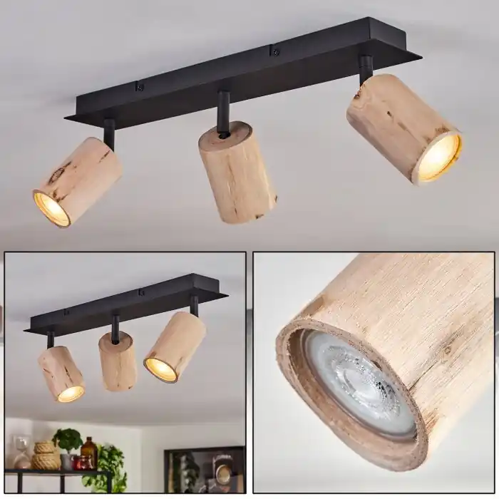A Buen Precio Postigo Lámpara de Techo Negro, 3 luces