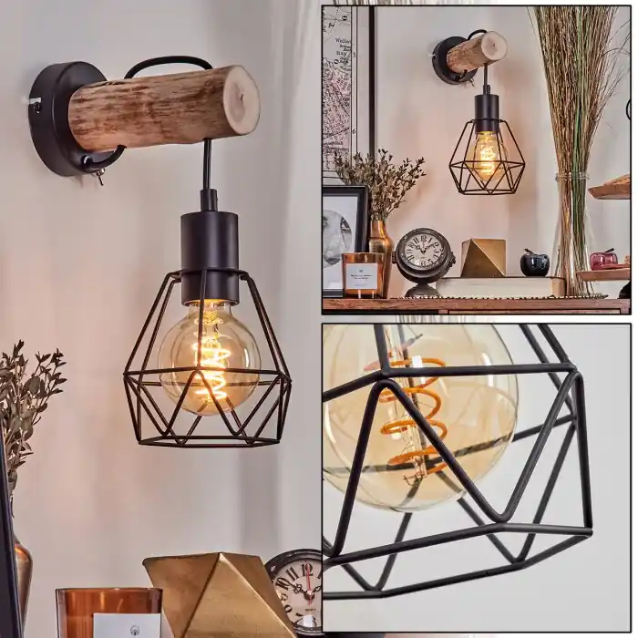 Yaak Aplique Crudo, Negro, 1 luz Promoción