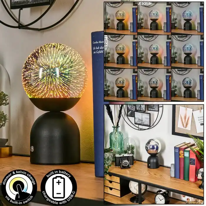 Yngered Lámparas de mesa LED Negro, 1 luz Envío Exprés