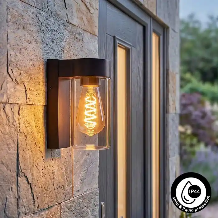 Encoberta Aplique de exterior Negro, 1 luz Oferta Flash