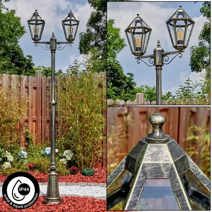 Falfosa Iluminación exterior, Candelabro, Iluminación de caminos dorado, Negro, 2 luces Rebajas