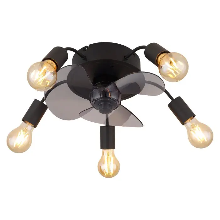 Lámparas Globo Lighting Alisha lámpara ventilador de techo Negro, 5 luces, Mando a distancia Precio Rebajado