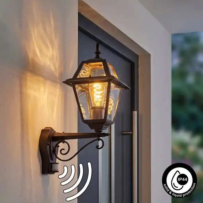 Oferta Fornelos Iluminación exterior, Aplique de exterior, Apliques Negro, 1 luz, Sensor de movimiento