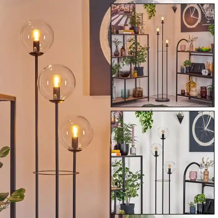Stock Limitado Gastor Lámpara de pie 30 cm Negro, 3 luces