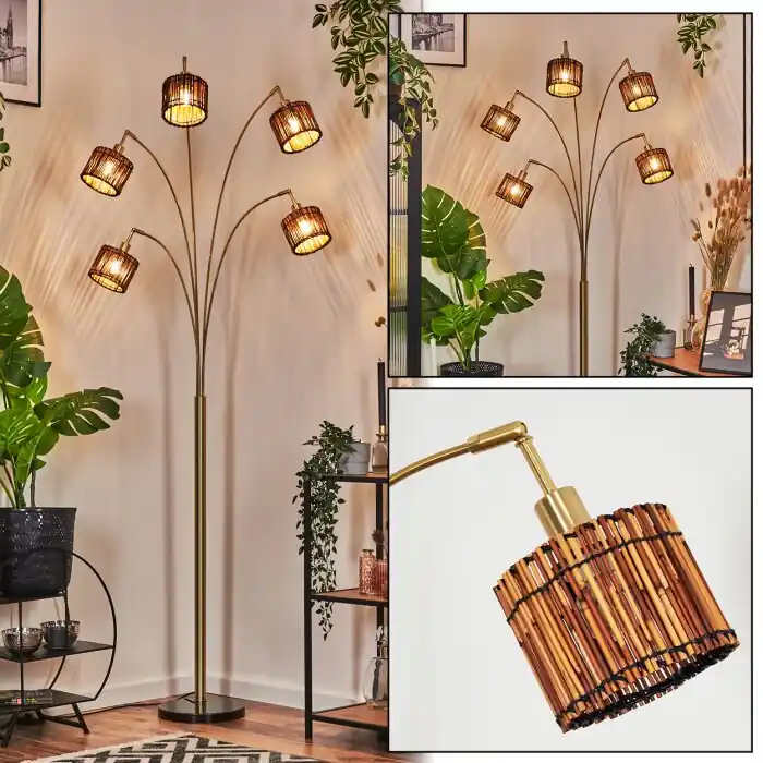 Favorito De Clientes Cando Lámpara de pie Latón, Negro, 5 luces