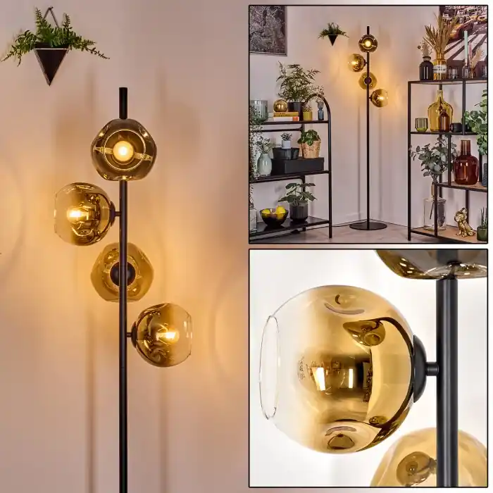 Ripoll Lámpara de pie dorado, Transparente, 4 luces Imprescindible (Must-Have)