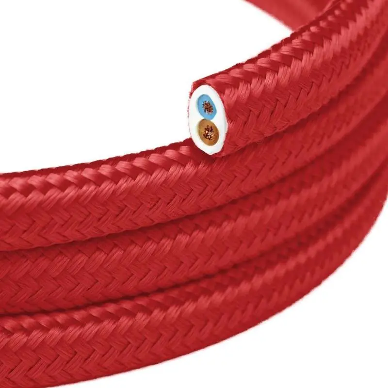 A Buen Precio Cable decorativo textil plano a metros homologado color rojo