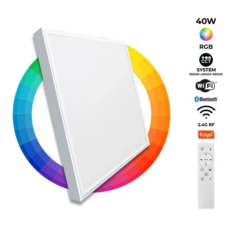 Precio Rebajado Panel LED de superficie WIFI SMART RGB / RGBW + CCT - 60x60 cm - 40W - Con KIT de montaje
