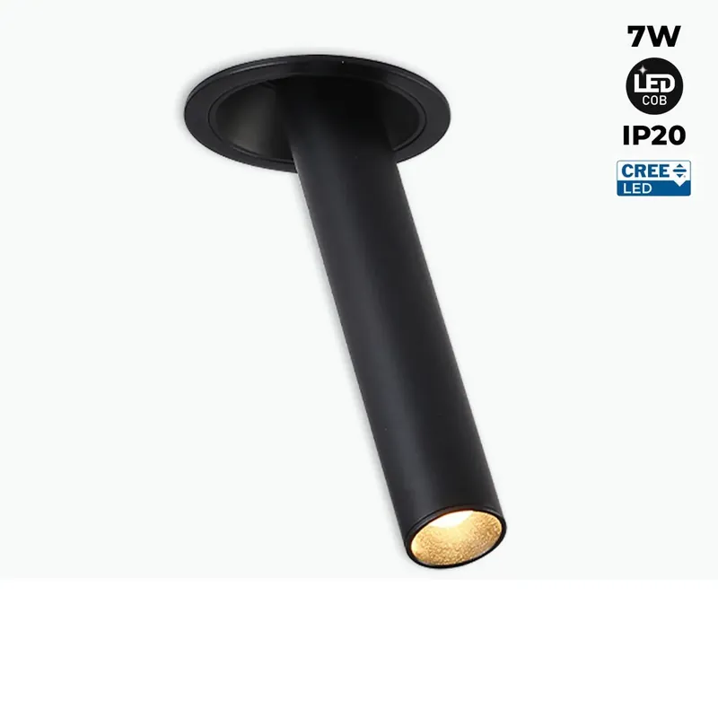 Rebajas Foco LED empotrable orientable "ALAI" - Zoom - 200mm - 2800K - LED COB - chip Cree - 7W Negro