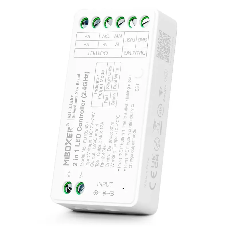 Controlador tira LED 2 en 1- Monocolor - Dual White - 12/24V DC - 2.4G - MiBoxer - FUT035S+ Promoción