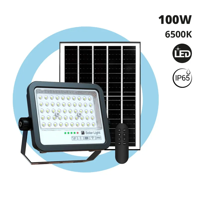 Rebajas Proyector solar con panel y mando a distancia - 100W - Medium - 6500K - IP65