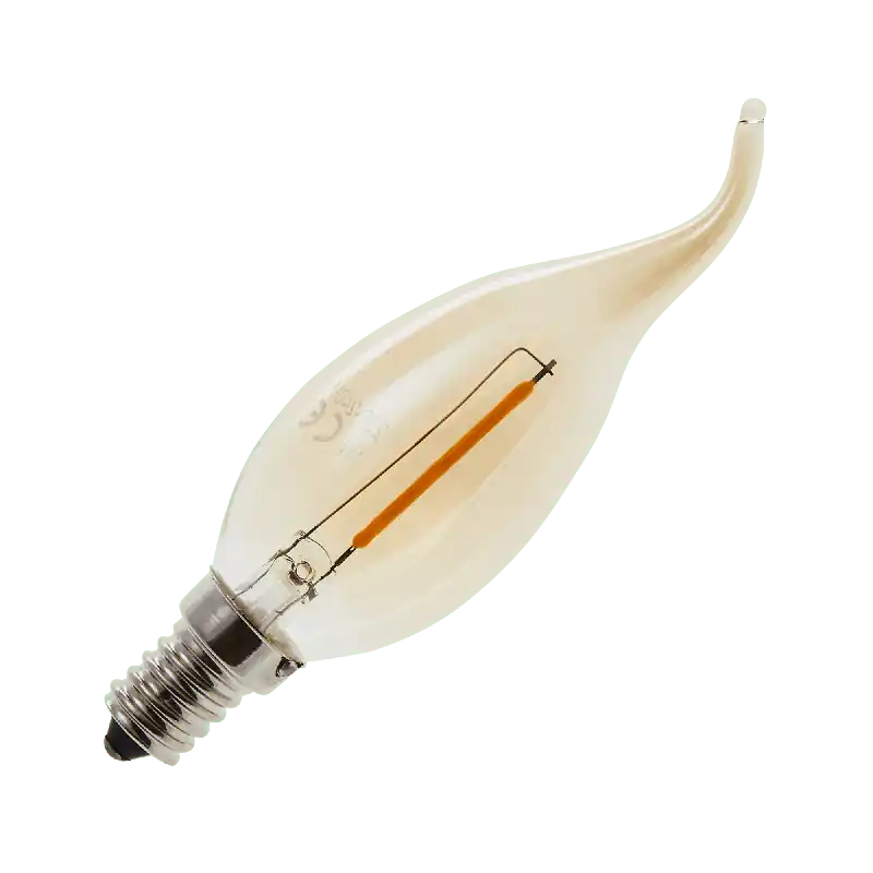Lighto | Filamento LED | Pequeña casquillo E14 | Punta de lámpara de vela | Oro | 35mm | 1W Ordena Ya