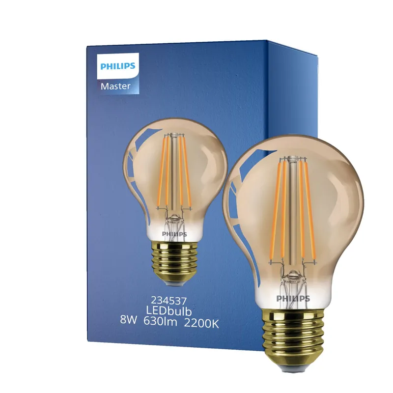 Últimas Unidades Philips Classic LED Bulbo E27 Pera Oro 8W 630lm - 822 Luz muy Cálida | Regulable - Reemplazo 50W