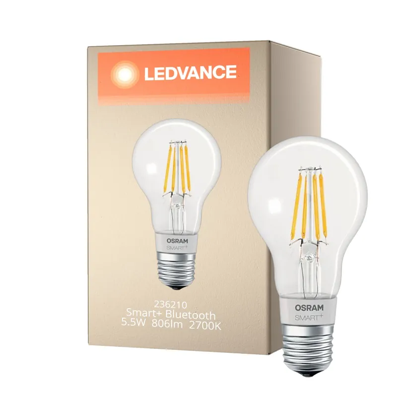 Pago Seguro Ledvance Smart+ BT E27 Pera Classic con Filamento 6W 806lm - 827 Luz muy Cálida | Regulable - Reemplazo 60W