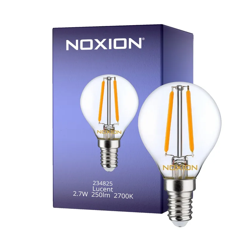 Noxion Lucent LED E14 Esférica con Filamento Clara 2.7W 250lm - 827 Luz muy Cálida | Regulable - Reemplazo 25W Devolución Gratuita