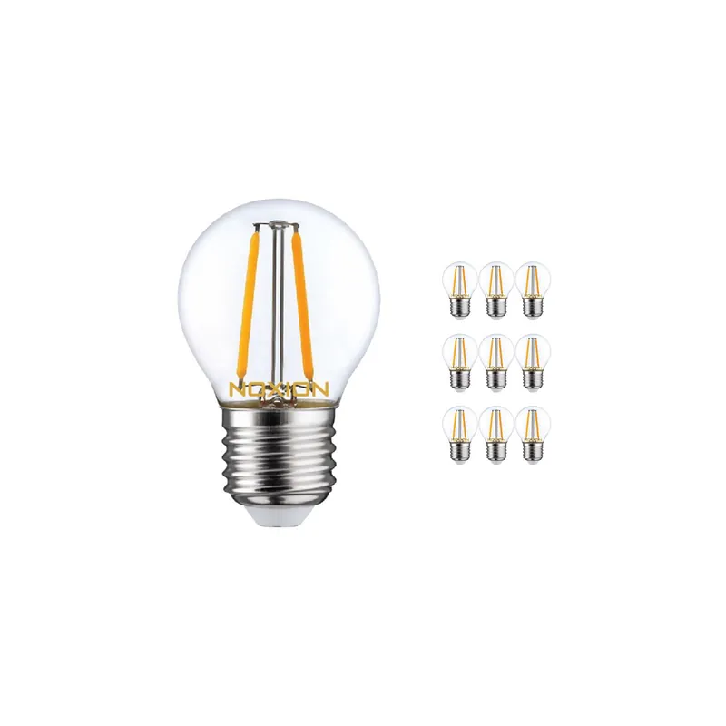Promoción Multipack 10x Noxion Lucent Lustre LED E27 Esférica con Filamento Clara 2.5W 250lm - 827 Luz muy Cálida | Regulable - Reemplazo 25W