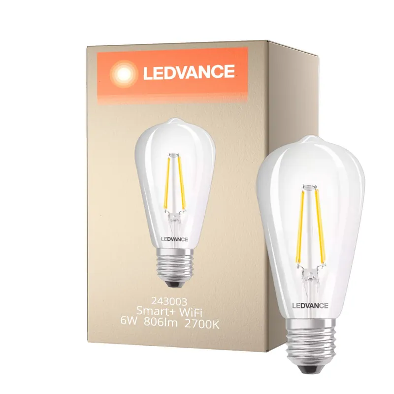 Compra Hoy Ledvance Smart+ Wifi E27 Edison Classic con Filamento 5.5W 806lm - 827 Luz muy Cálida | Regulable - Reemplazo 60W