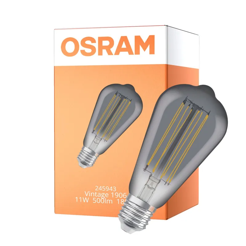 Osram Vintage 1906 LED E27 Edison Filament Smokey 11W 500lm - 818 Extra Warm White | Dimmable Solo Hoy