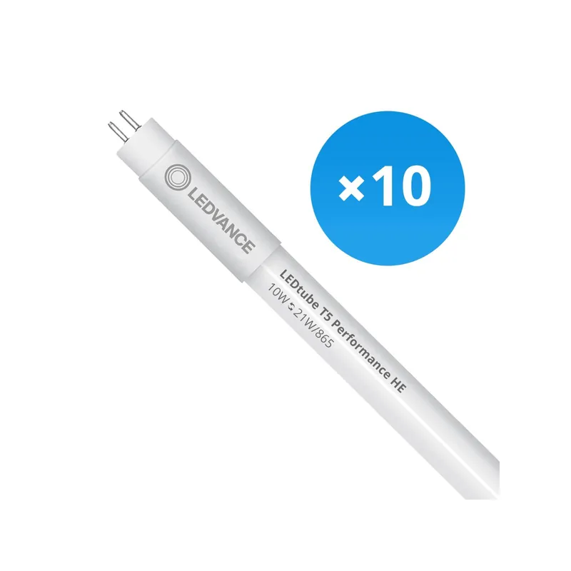 Multipack 10x Ledvance Tubo LED T5 Performance (HF) High Efficiency 10W 1500lm - 865 Luz de Día | 85cm - Reemplazo 21W Certificado
