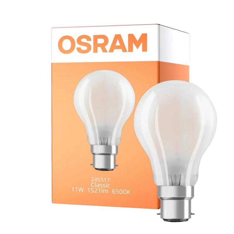 Osram Classic LED B22d Pera con Filamento Mate 11W 1521lm - 865 Luz de Día | Regulable - Reemplazo 100W Oferta Limitada