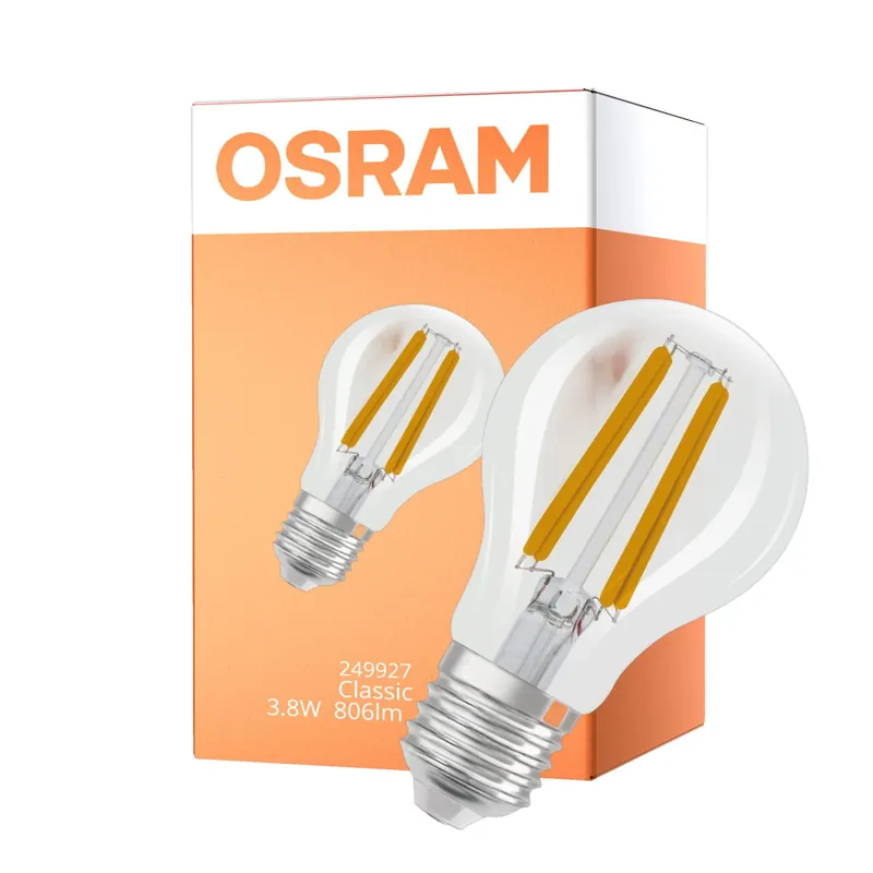Osram Classic LED E27 Pera Con Filamento Clara 3.8W 806lm - 840 Blanco Frio | Regulable - Reemplazo 60W Súper Precio