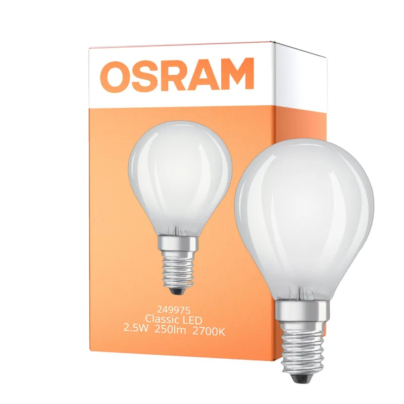 Últimas Unidades Osram Classic LED E14 Esférica Con Filamento Mate 2.5W 250lm - 827 Luz Muy Cálida | Reemplazo 25W