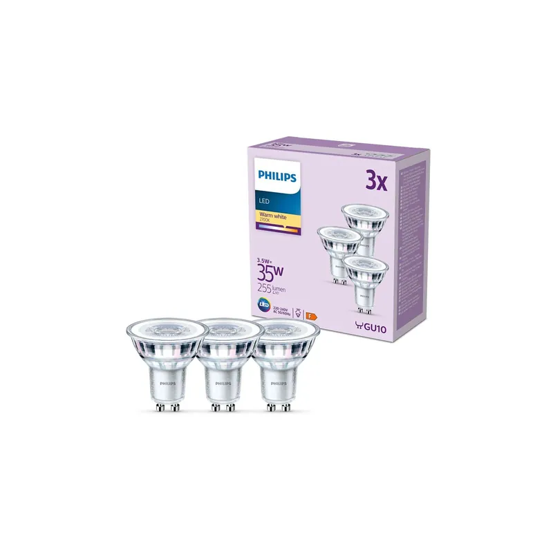 Multipack 3x Philips Foco LED GU10 PAR16 4W 255lm 36D - 827 Luz Muy Cálida Ocasión Especial