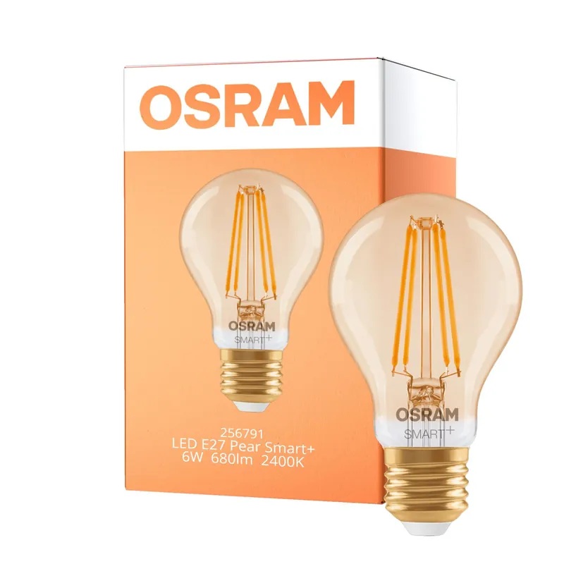 Osram Smart+ Mateer E27 Pera Con Filamento Oro 6W 680lm - 824 Luz Muy Cálida | Regulable - Via Smart Device Only - Reemplazo 60W Económico