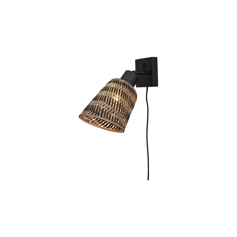 Económico Good&Mojo Luz De Pared Java Bambú Negro | Apta para 1x E27