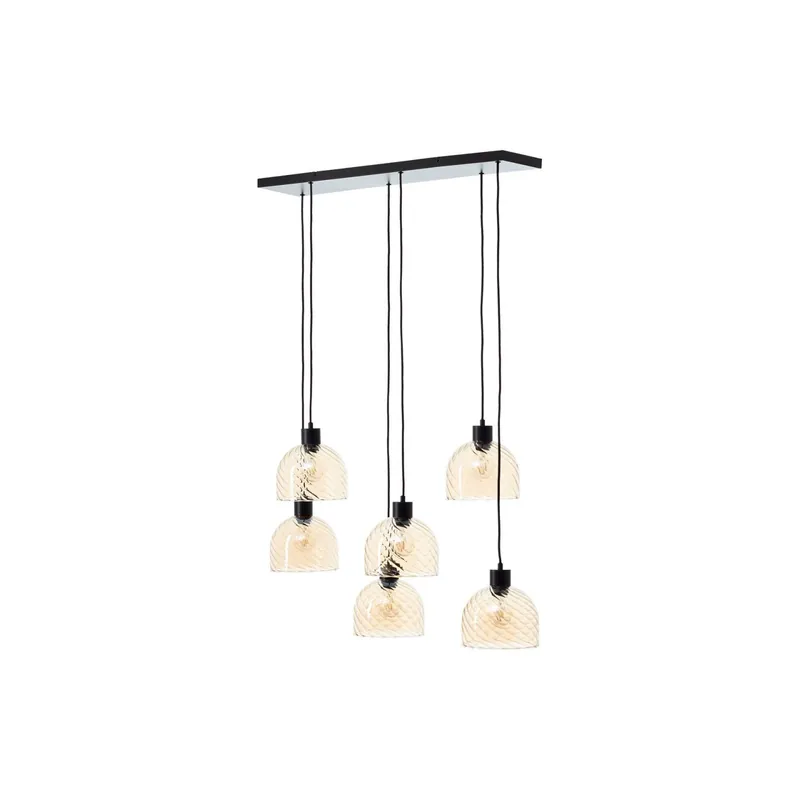 A Buen Precio Brilliant Casto Colgante De Luz Vidrio Colgante De Luz Metal Negro Beige | Apta para 6x E27