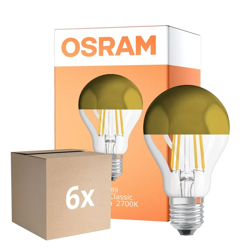 Precio De Oferta Multipack 6x Osram Classic LED E27 Pera Con Filamento Mirror Oro 4W 400lm - 827 Luz Muy Cálida | Reemplazo 35W