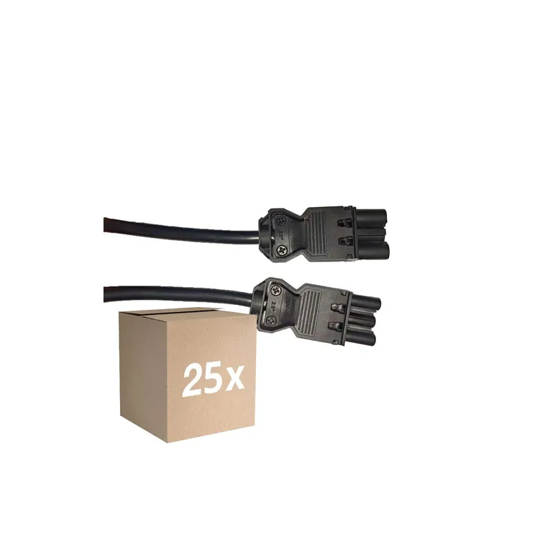Multipack 25x Noxion GST - Compatible Cable de extensión Negro - Macho + Hembra - 2m - 3 pole 1,5mm2 Popular