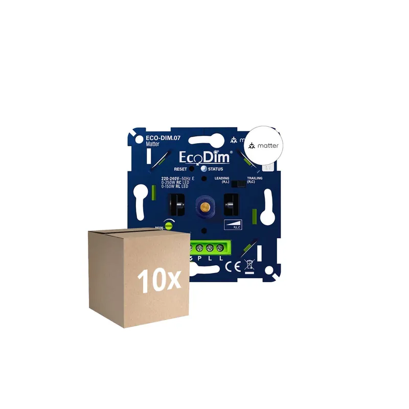 Multipack 10x EcoDim.07 Dimmer LED Matter Presionar/Girar 0-250W (RLC) Certificado