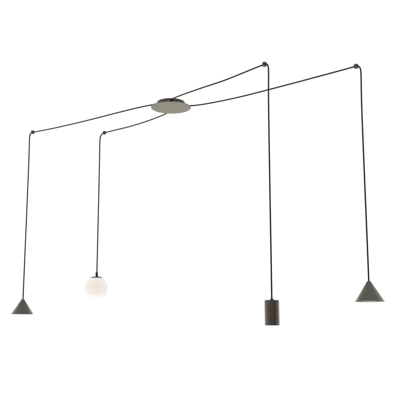 Emibig Colgante De Luz Fuji Acero Negro | Apta para 1x E14 - Max 10W, 1x GU10 - Max 10W, 2x GX53 - Max 10W Súper Precio