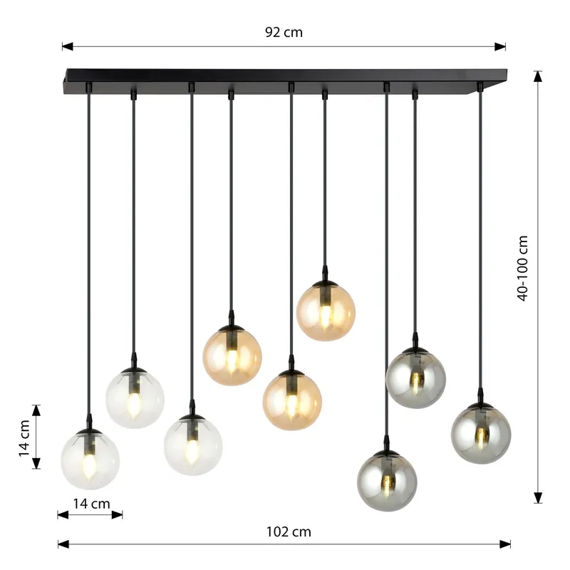 Envío Inmediato Emibig Colgante De Luz Cosmo Acero Negro | Apta para 9x E14 - Max 10W