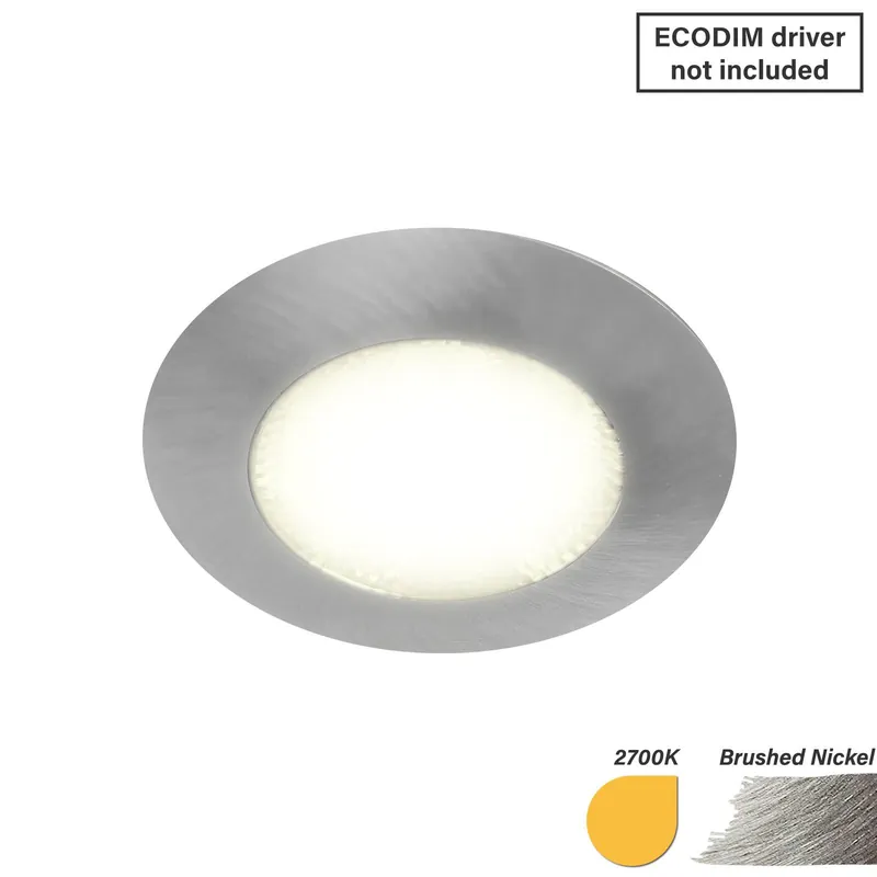 Imprescindible (Must-Have) EcoDim Empotrado Foco Níquel 3W 240lm 90D - 827 Luz Muy Cálida | 62mm - Recorte 55mm - IP54 - Regulable
