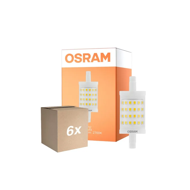 Oferta Multipack 6x Osram LED R7s 78mm Clara 9.5W 1055lm - 827 Luz Muy Cálida | Regulable - Reemplazo 75W