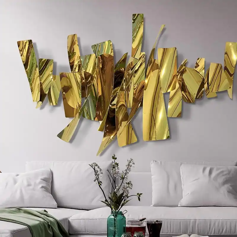 Imprescindible (Must-Have) FRACTURE- SCULPTURE MURALE ACIER OR