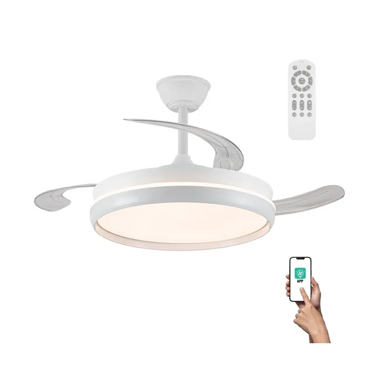 Súper Precio Ventilateur LED avec pales rétractables Michu Evo CCT Dim Smart (72W)