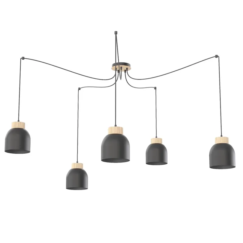 No Te Lo Pierdas Suspension Prut Noir (5 lumières)