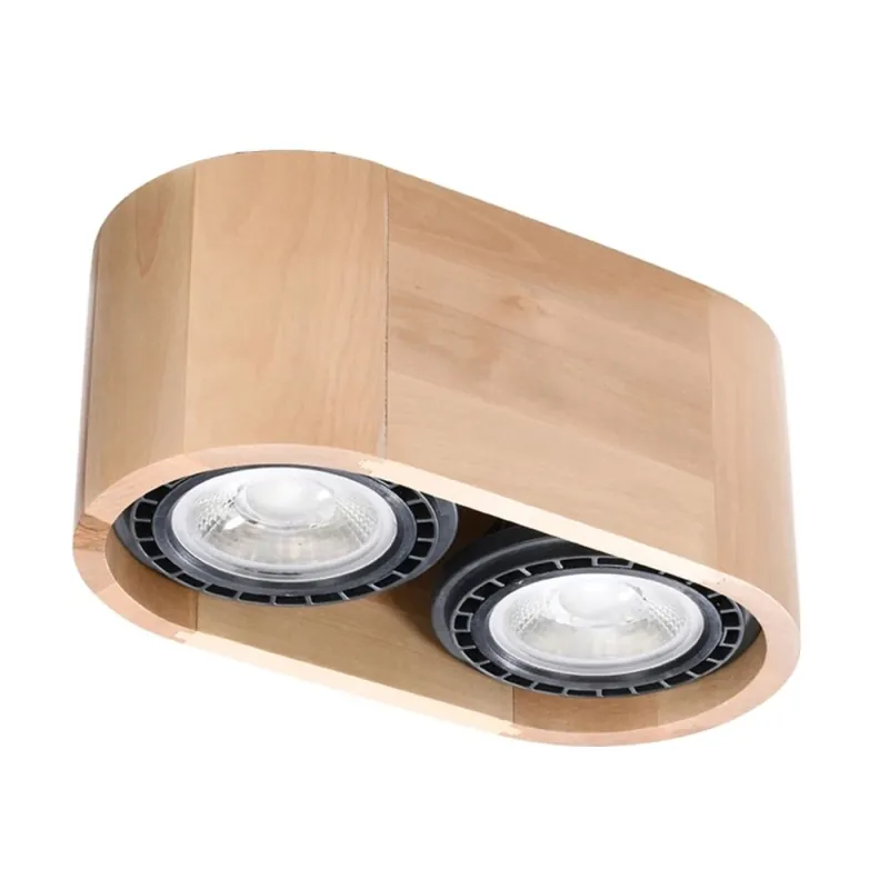 Entrega Rápida Foco de superficie Inreea 2 luces, madera natural