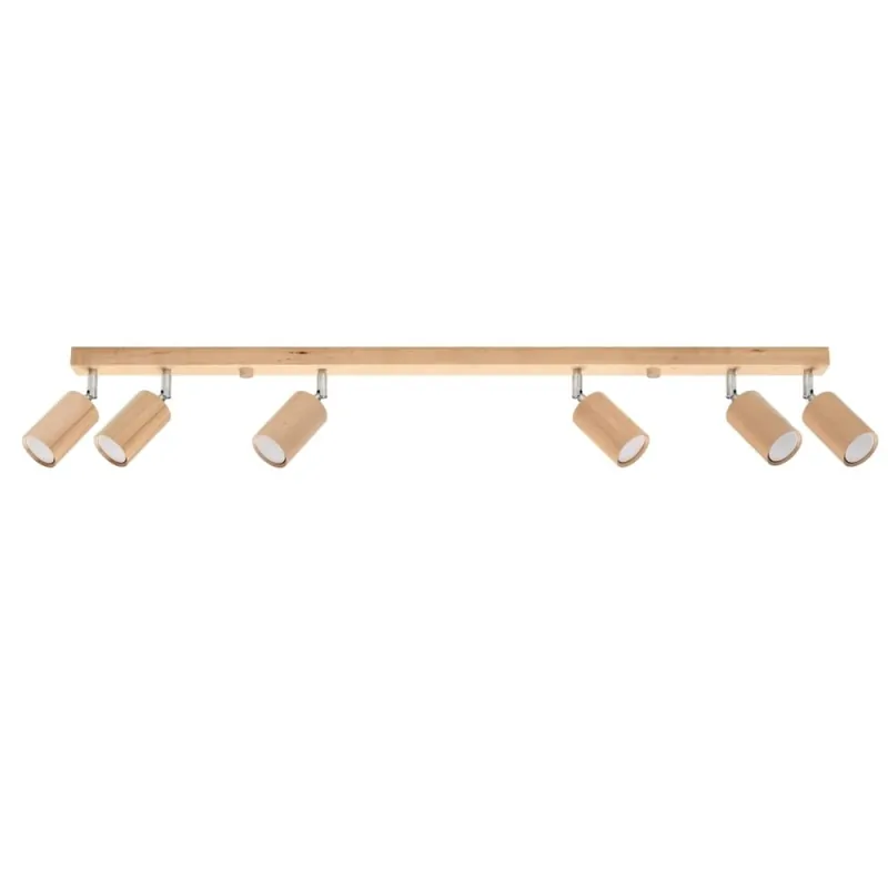 Regleta Orel 6 luces, madera natural Directo De Fábrica